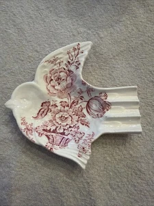 VTG CHARLOTTE ROYAL STAFFORDSHIRE CLARICE CLIFF 5" BIRD ASHTRAY Pink FLORAL Q - Picture 1 of 8