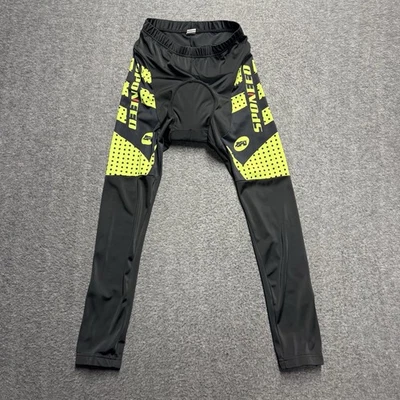 Sponeed Cycling Pants Mens Large Black/Yellow Padded Stretch Waist Compression - Image 1 of 4