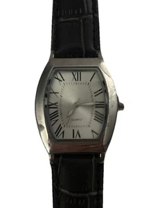 Unbranded Women’s 9.5” Silvertone Rectangular Watch Brown Leather Band New Btry - Picture 1 of 5
