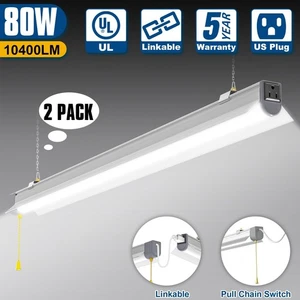 Linkable LED Shop Light 2 Pack 80W Super Bright Garage Shop Integrated Fixture - Picture 1 of 12