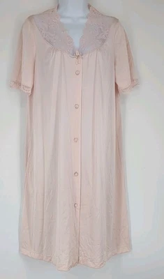 复古收藏品 JCPenney 粉色尼龙花边奶奶睡衣 Sissy 小号 — 第 1/4 张图片