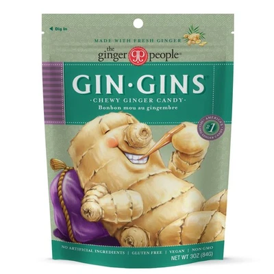 GIN GINS Original Ginger Chews – Natural Fresh Ginger Candy by The Ginger People - Image 1 of 4