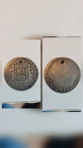 1792- SPAIN - MO Mexico City  Silver 2 Reales HOLED. VG - Picture 1 of 7