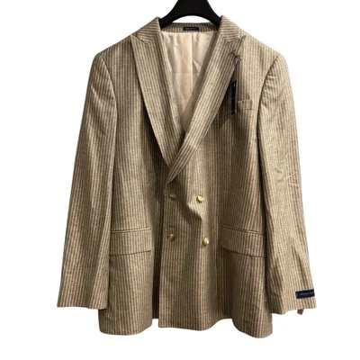 Stafford Blazer Mens 52R Brown Striped Linen Blend Seasonal Texture Sport Coat - Image 1 of 4
