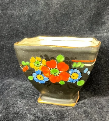 Azúcar pintado a mano Royal Winton Grimwades - negro mate floral - Inglaterra Foto 1 de 4