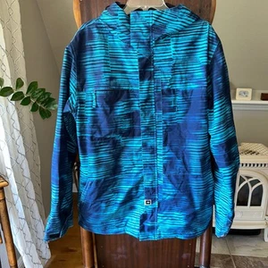 Ride Snowboard Mens Large Gatewood Blue Striped Snowboading Skiing Winter Jacket - Picture 1 of 11