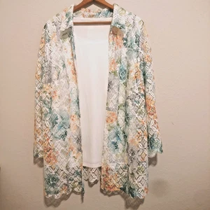 Alfred Dunner Lace Layered Top Blouse Floral Cottagecore Lady Like Size 1X $69 - Picture 1 of 8