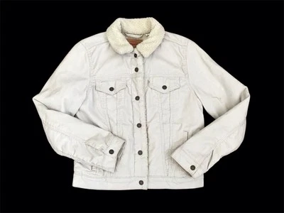 Jaqueta caminhoneiro Levis feminina veludo tamanho médio lã Sherpa forrada rancher - Imagem 1 de 4