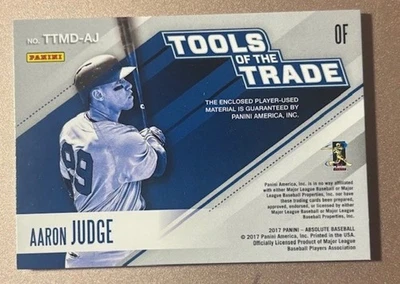 Camiseta deportiva Aaron Judge 2017 Panini Absolute Tools of the Trade RC/99 #TTMD-AJ nueva Foto 1 de 2