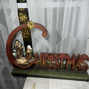 Belén "Navidad" de resina marrón 15" de largo 11" de alto AC Moore de colección - Imagen 1 de 4