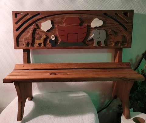 NOAH'S ARK Mini Bench Hand Painted Great Shape 1970's Vintage Pre-Owned Cover