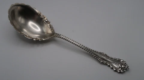 Antique C Preusser J. Co Sterling Silver Serving Spoon Monogrammed A 7.5" 51.79g Cover