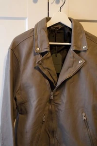 Brand New All Saints Lomi Biker Leather Jacket Size L RRP £345 Flint Grey - Picture 1 of 3