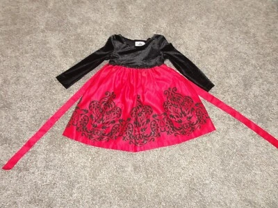GIRLS RARE EDITIONS RED & BLACK LONG SLEEVE HOLIDAY CHRISTMAS FANCY DRESS SIZE 4 - Image 1 of 4