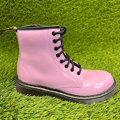 Dr. Martens 1460 Girls Size 2Y Pink Black High Top Classic Zip Up Ankle Boots - Image 1 of 4