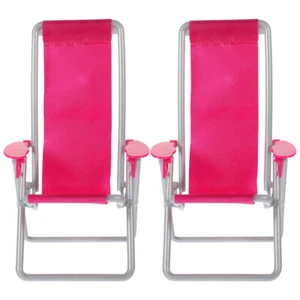 2 Pcs Doll Furniture Beach Chairs Simulation Black Lounge Seaside Mini The - Picture 1 of 12