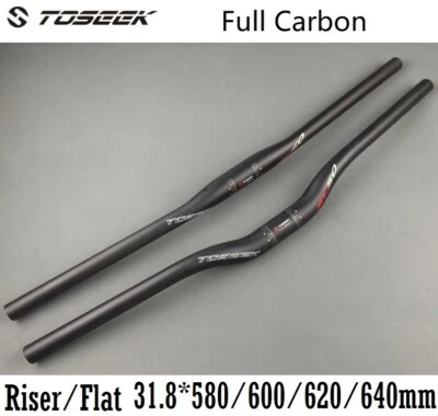 Carbon UD MTB Mountain Road Bike Riser Flat bar Bicycle Handlebar 31.8*580-640mm - Image 1 of 4