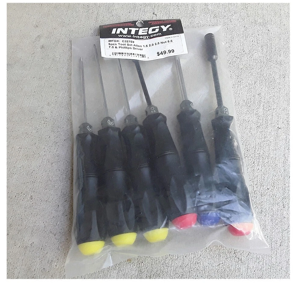 RC Integy C32704 6pcs Tool Set Allen 1.5 2.0 2.5 Nut 5.5 7.0 Phillips Driver NIB - Image 1 of 1
