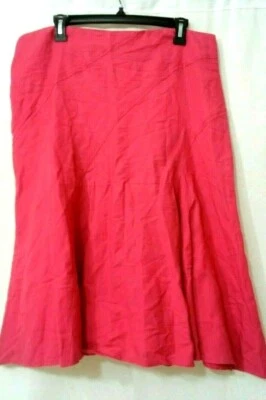 ¡Nuevo! Falda midi para mujer Larry Levine mezcla de lino roja línea A talla 16 Foto 1 de 4