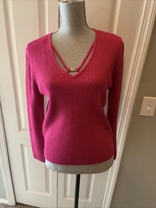 Michael Kors Ladies Pink/MK gold Logo Sweater Size XL - Picture 1 of 5