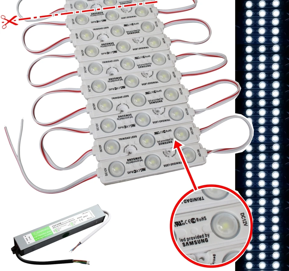 20-100 3er LED Samsung Chip Module 6500K Cold White Travo 12V Ad Lighting - Image 1 of 1