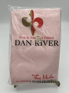 2 fundas de almohada vintage Dan River muselina fina todo algodón 42x36" rosa nuevo de lote antiguo - Imagen 1 de 5