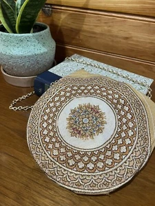 Vintage 1950'S Walborg Gold Floral Tapestry Gold Chain Purse Bag - Made in Italy - Picture 1 of 10