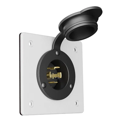 30A Double Gang L14-30 Flanged Inlet Receptacle Socket w/ Coverplate for FS FD - Image 1 of 4