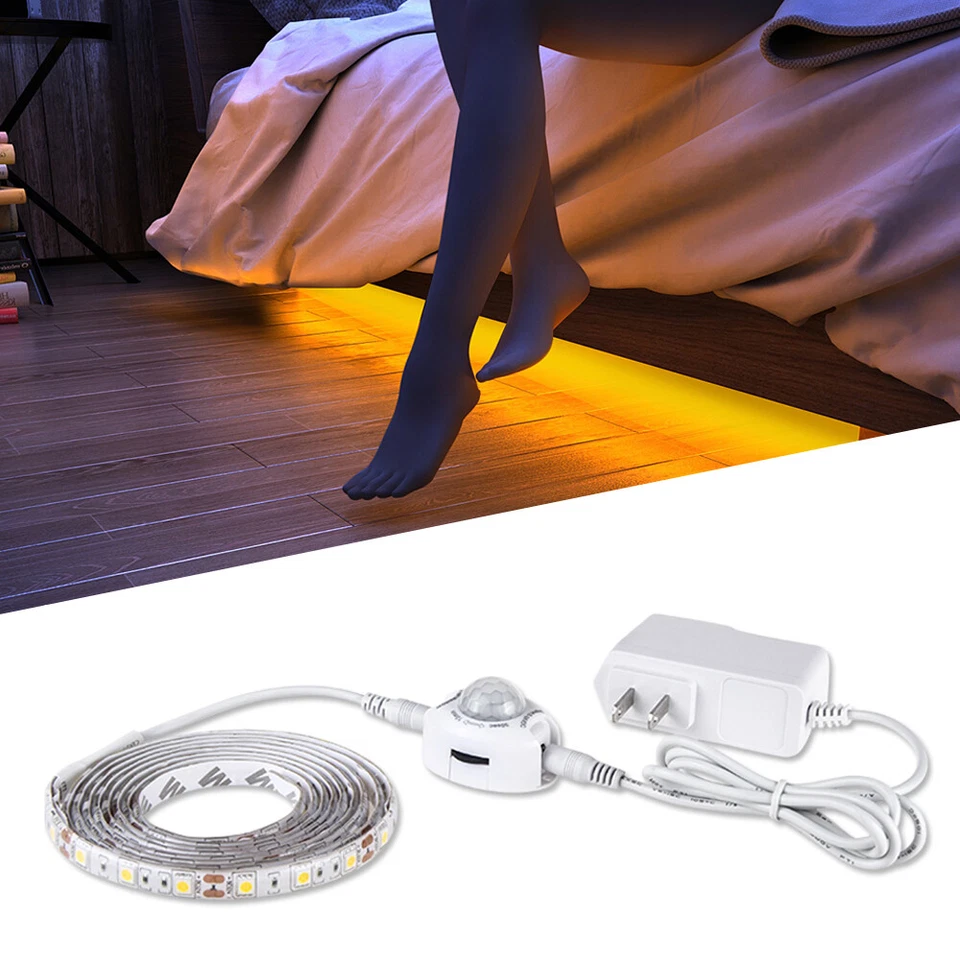 Tira de luz LED activada por movimiento de 16,4 pies impermeable para cocina, cama, escalera Foto 1 de 4