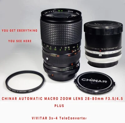 MACRO ZOOM LENS 28-80mm F3.5/4.5  PLUS VIVITAR TELECONVERTER - Image 1 of 4