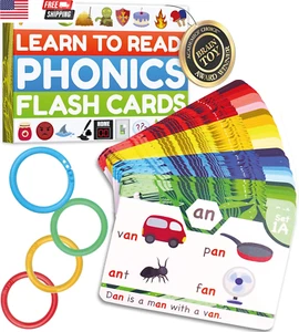 Phonics Flash Cards - Learn to Read in 20 Stages - Digraphs CVC Blends Long Vowe - Picture 1 of 9