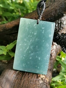Icy Bluish Green Snowflake Cotton Jadeite Jade Peace & Calm Pendant # 75 carat # - Picture 1 of 14