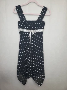 My Michelle Vintage Y2K Babydoll Polka Dot Pinup Handkerchief Hem Slip On Dress - Picture 1 of 7