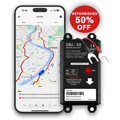  DB2 4G REFURBISHED  GPS TRACKER FOR CAR VAN MOTORBIKE CARAVAN PLANT WITH APP - Image 1 of 4
