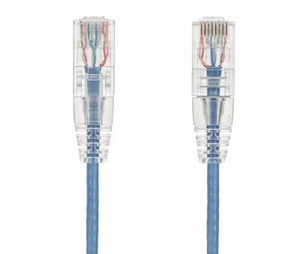 0.5ft Slim Cat6 28AWG UTP Ethernet Network Patch Cable Snagless, Blue - Picture 1 of 2