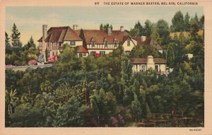 VINTAGE WARREN BAXTER MOVIE STAR HOME LOS ANGELES CA LINEN POSTCARD 033122 R - Picture 1 of 2