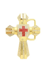 Hombres Mujeres Moda Cinturón Hebilla Metal Dorado Western Cross Motociclista Motociclista Camionero - Imagen 1 de 9