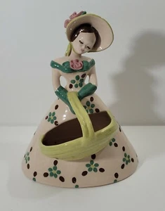 "Figura grande Kaye of Hollywood Flower Lady 11"" cerámica de California de colección rara" - Imagen 1 de 6