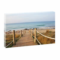 Steg zum Meer Bild Strand Meer Keilrahmen Leinwand  Poster XXL 150cm*50cm 480
