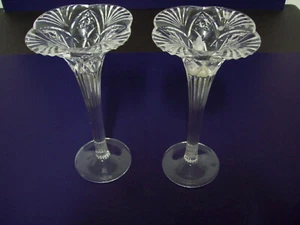 2 pc lot Carved Cristal Crystal d'Arques CANDLESTICKS J.G. Durand glass candle - Picture 1 of 4