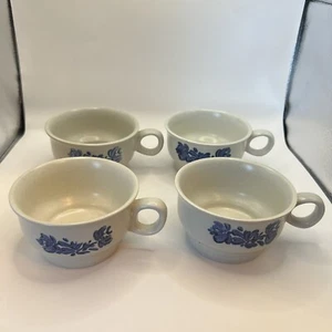 Lot 4 PFALTZGRAFF Yorktowne Flat Coffee Soup Mug Bowl Handle 1Y Blue Floral VTG - Picture 1 of 7