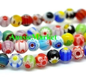 30 x loose millefiori glass beads mixed colours 8mm jewellery crafts drawbench - Picture 1 of 4