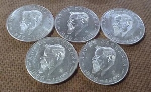 ALL 5 LUSTROUS BU - GEM BU 1959 MEXICO .720 SILVER CARRANZA 5 PESOS, 1-YEAR TYPE - Picture 1 of 2