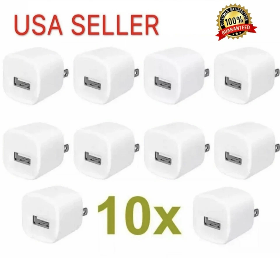 10x 1A USB Power Adapter AC Home Wall Charger US Plug FOR iPhone LG Samsung WHT - Image 1 of 1