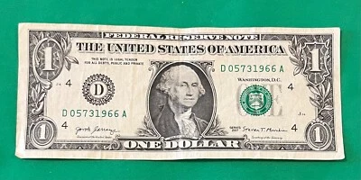 2017- 1 DOLLAR BILL SPECIAL DATE 7/3/1966 BIRTH NOTE JULY 3 1966 CIRCULATED - Image 1 of 4