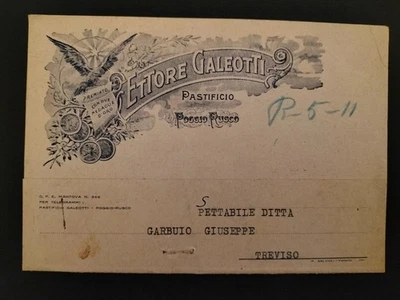 PASTIFICIO ETTORE GALEOTTI POGGIO RUSCO MANTOVA VIAGGIATA 1940 ITALIA FABBRICA - Immagine 1 di 2