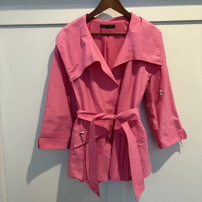 Gabardina Lafayette 148 Chaqueta Mujer Rosa Mediana Cinturón Algodón Mezcla Seda Foto 1 de 4