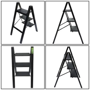 3 Step Ladder Folding Step Stool w/ Wide Anti-Slip Pedal Aluminum Lightweight - Picture 1 of 23