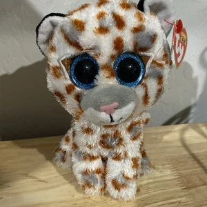 OFFICIAL TY BEANIE BOOS COCO LEOPARD WHITE/BROWN REG 6"/15CM SOFT TOY 37363 - Picture 1 of 3