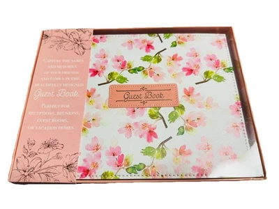 Floral Guest Book Wedding - Peach/pink & White- Includes Christian Verses 8x7 In - Image 1 of 4